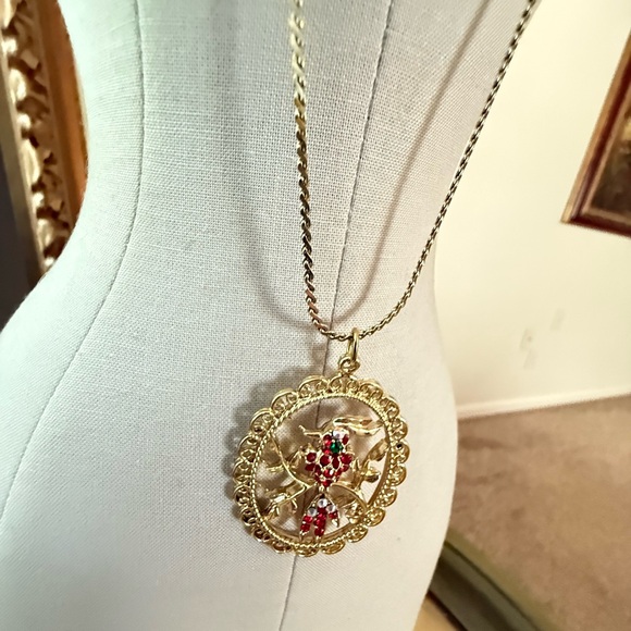 Vintage Rhinestone Bird GF Necklace - Picture 3 of 12